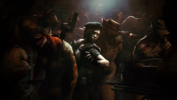 Картинка видео+игры resident+evil пистолет существа девушка фон
