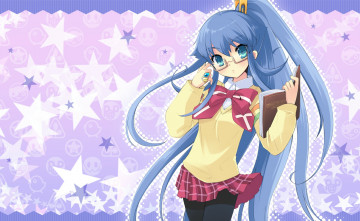 обоя аниме, nanatsuiro drops, девушка, волосы, книга, звезды