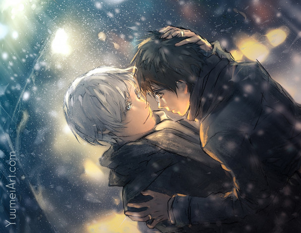 Обои картинки фото аниме, yuri on ice, пара