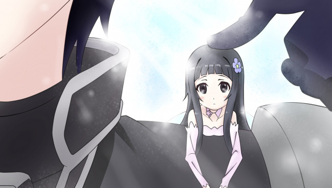 Обои картинки фото аниме, sword art online, взгляд, фон, девушка