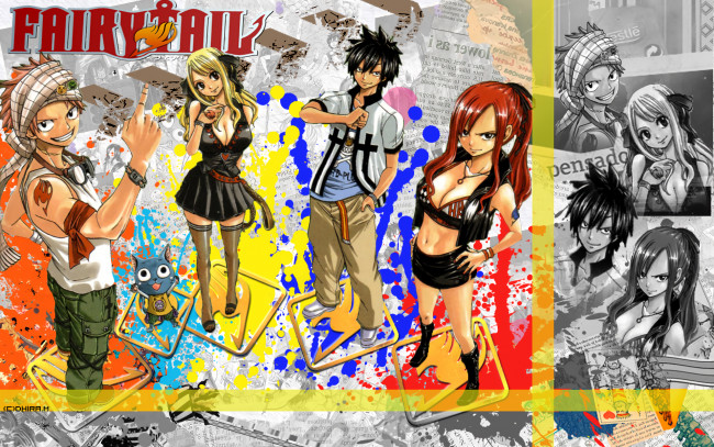 Обои картинки фото аниме, fairy tail, хвост, феи