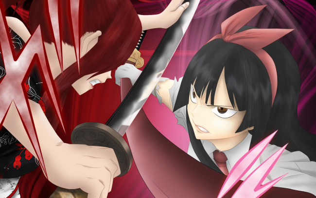 Обои картинки фото аниме, fairy tail, кагура, эльза