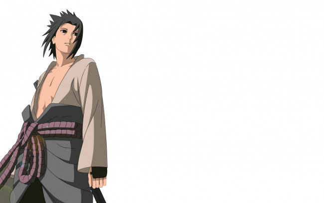 Обои картинки фото аниме, naruto, шиноби, пояс, учиха, саске