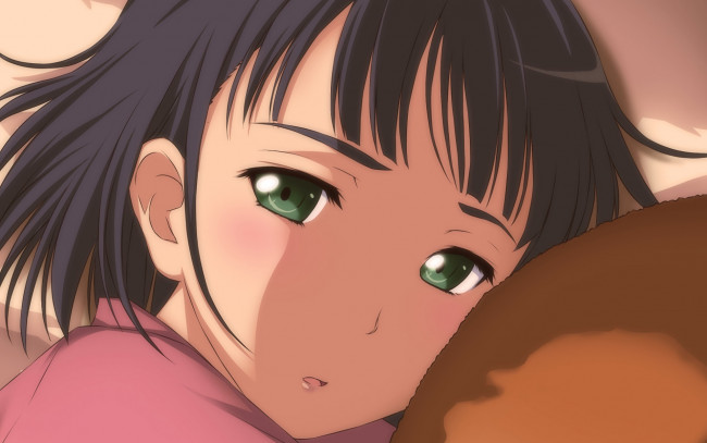 Обои картинки фото аниме, sword art online, девушка, взгляд, фон