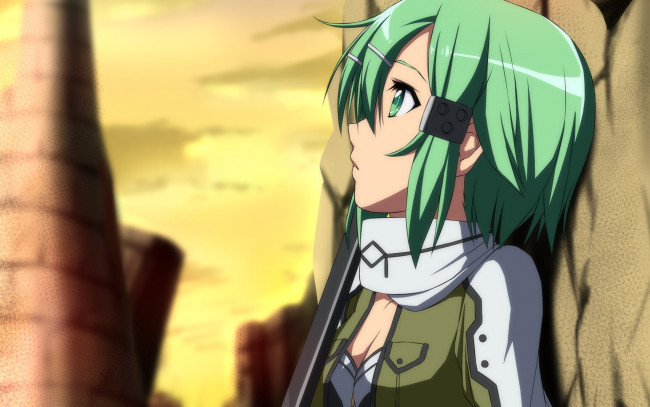 Обои картинки фото аниме, sword art online, фон, взгляд, девушка