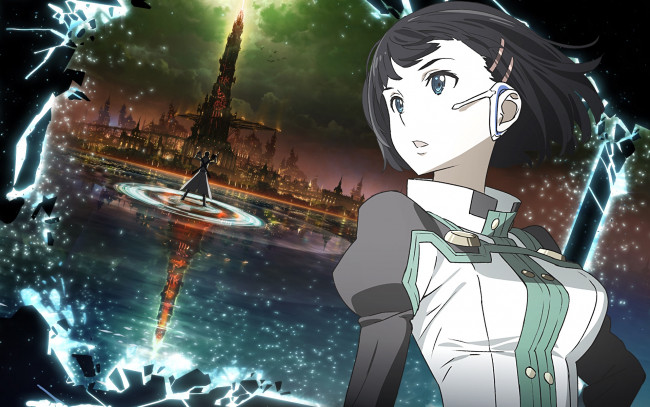 Обои картинки фото аниме, sword art online, фон, взгляд, девушка