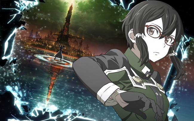 Обои картинки фото аниме, sword art online, фон, взгляд, девушка