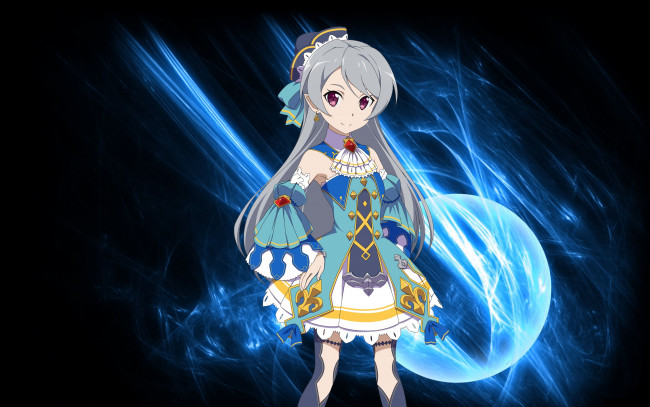 Обои картинки фото аниме, sword art online, взгляд, девушка, фон