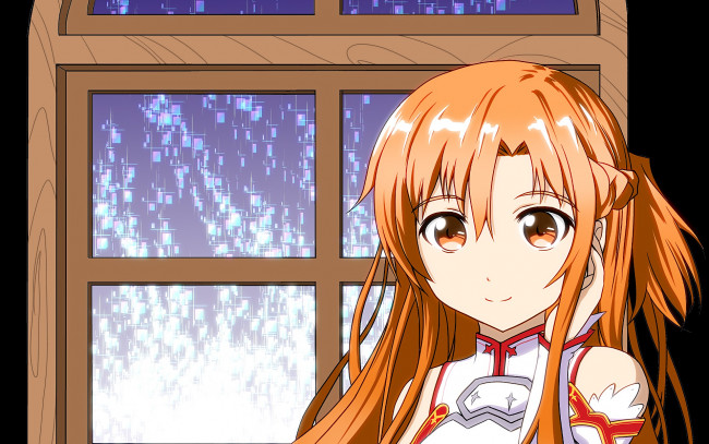 Обои картинки фото аниме, sword art online, взгляд, фон, девушка