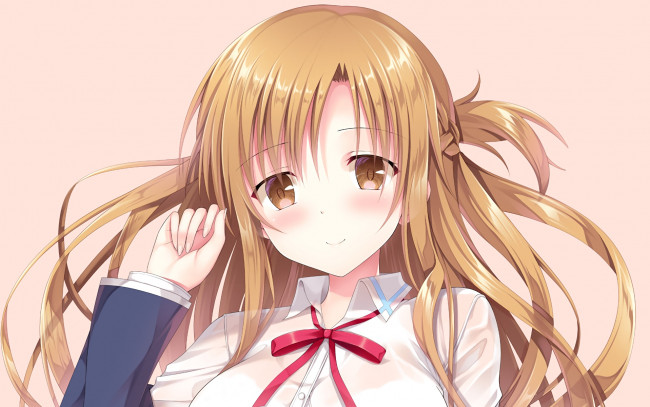 Обои картинки фото аниме, sword art online, взгляд, фон, девушка