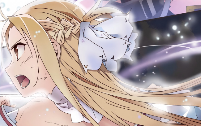 Обои картинки фото аниме, sword art online, взгляд, фон, девушка