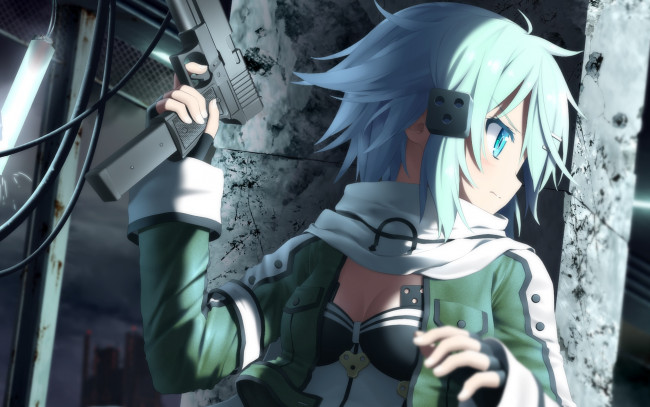 Обои картинки фото аниме, sword art online, взгляд, фон, девушка