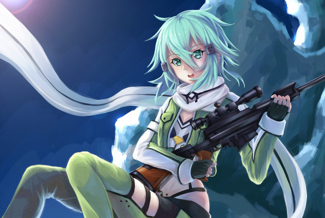 Обои картинки фото аниме, sword art online, девушка, фон, взгляд