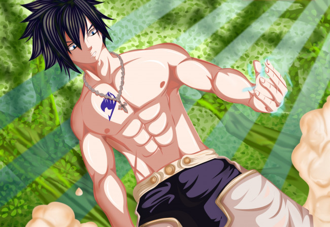 Обои картинки фото аниме, fairy tail, грей
