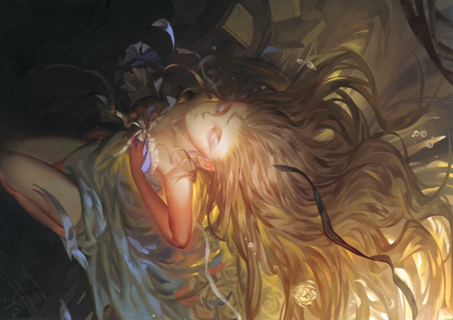 Обои картинки фото аниме, unknown,  другое, white, datura