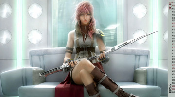 Картинка календари фэнтези диван взгляд оружие девушка