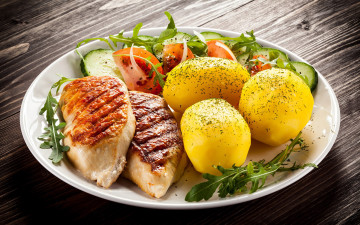 обоя еда, мясные блюда, мясо, картофель, отбивная, салат