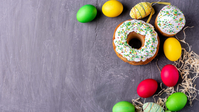 Обои картинки фото праздничные, пасха, кулич, крашенки