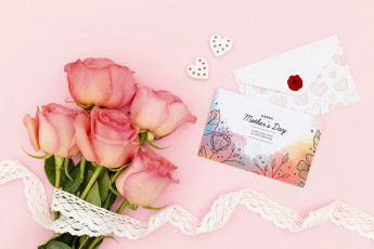 Картинка праздничные день+матери розы кружево открытка