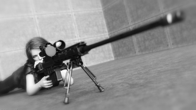 Обои картинки фото 3д графика, люди , people, девушка, фон, винтовка