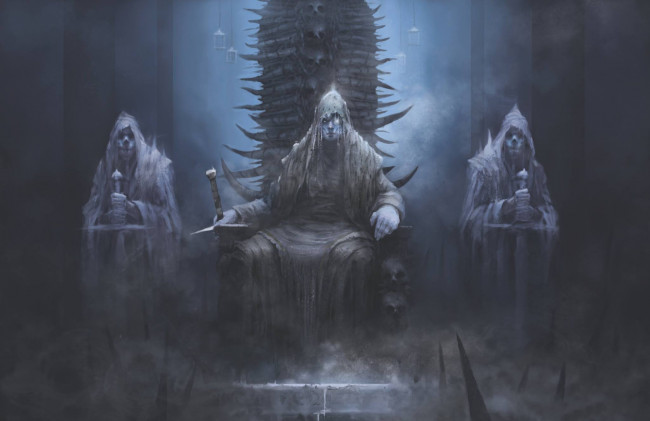 Обои картинки фото фэнтези, нежить, существа, фон, взгляд, меч