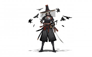 Картинка аниме оружие +техника +технологии девушка птицы шляпа