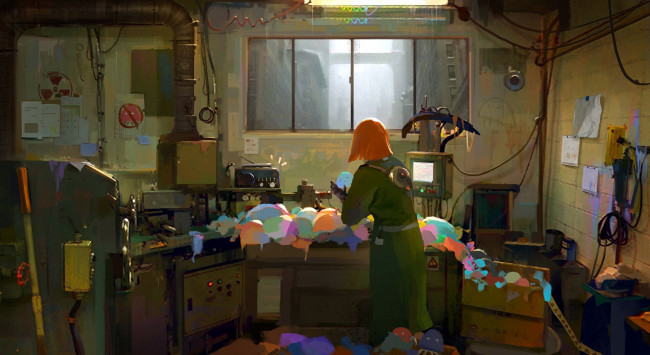 Обои картинки фото фэнтези, существа, девушка, механизмы, создания