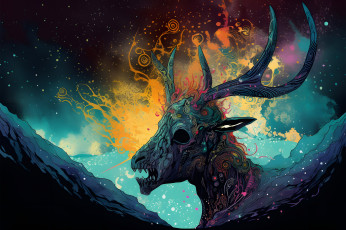 Картинка фэнтези нежить зубастый олень