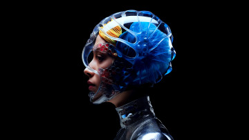 Картинка фэнтези девушки необычный шлем