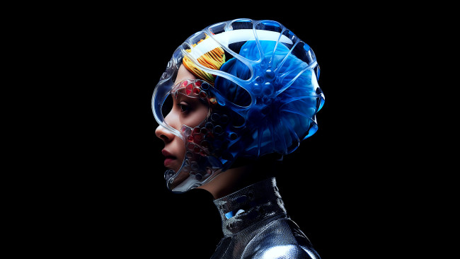 Обои картинки фото фэнтези, девушки, необычный, шлем