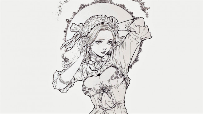 Обои картинки фото рисованное, люди, девушка, наряд