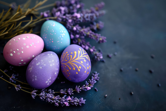 Обои картинки фото праздничные, пасха, яйца, лаванда