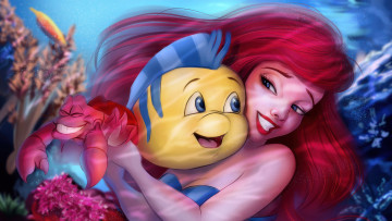 обоя рисованное, кино,  мультфильмы, ariel, flounder