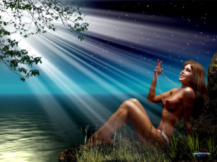 Картинка под луной фэнтези девушки