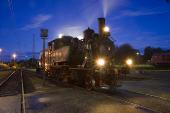 Картинка техника паровозы паровоз свет ночт