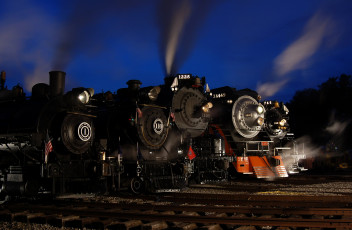 Картинка техника паровозы стоянка ночь