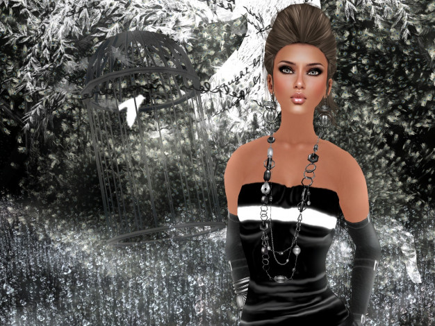 Обои картинки фото 3д, графика, people, люди, бусы, клетка, девушка