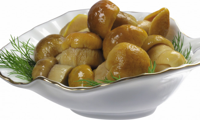 Обои картинки фото еда, грибы, грибные, блюда, маринованные, тарелка