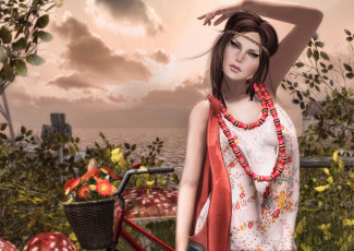 Картинка 3д графика people люди девушка бусы