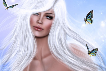 Картинка 3д графика portraits портрет бабочки девушка