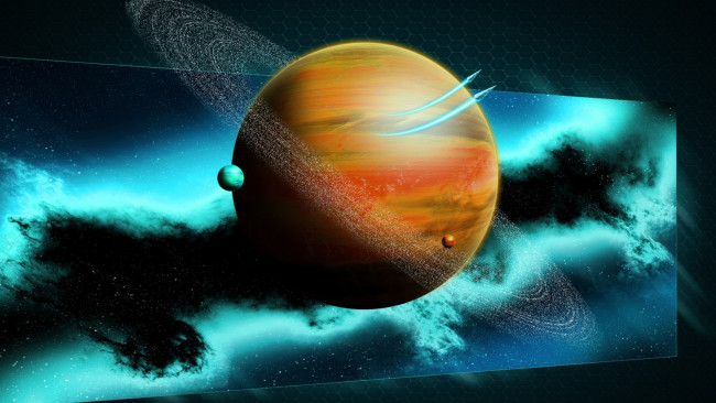 Обои картинки фото космос, арт, планеты, сетка, кольцо