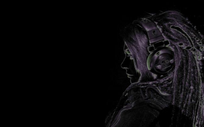 Обои картинки фото рисованные, люди, девушка, наушники