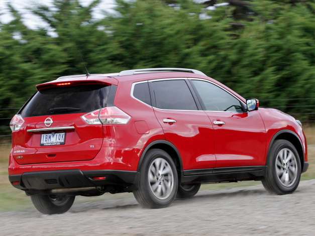 Обои картинки фото автомобили, nissan, datsun, 2014г, t32, au-spec, x-trail, красный