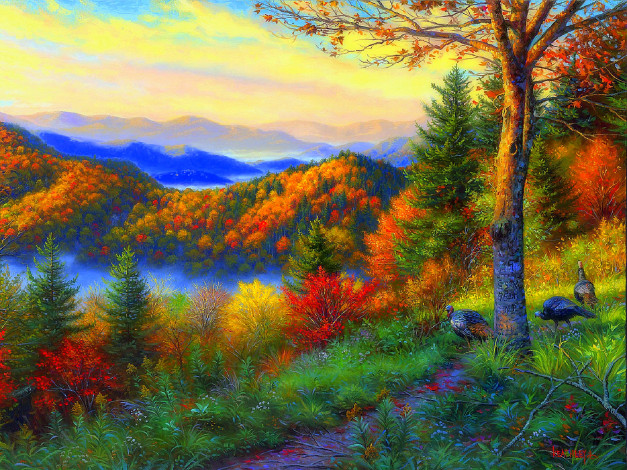 Обои картинки фото рисованные, природа, лес