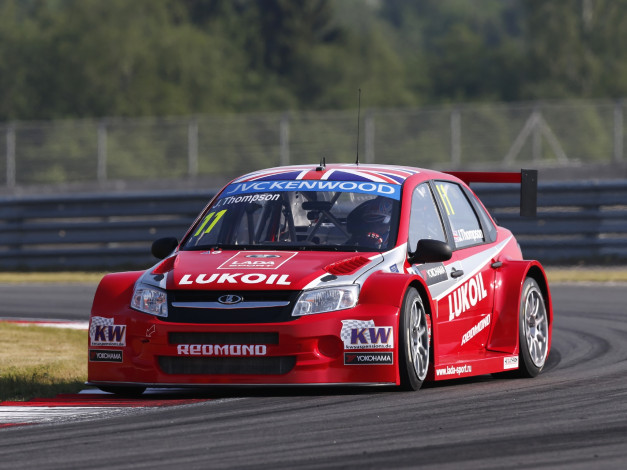 Обои картинки фото спорт, автоспорт, 2014г, скорость, красный, 2190, wtcc, granta, tc1, lada