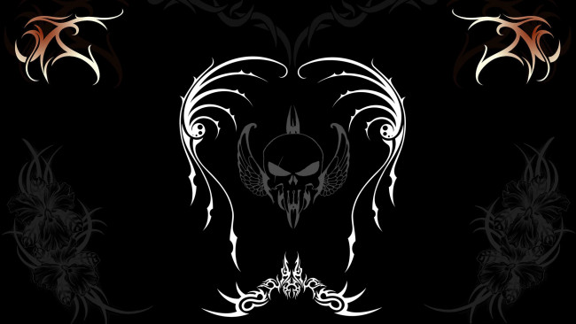 Обои картинки фото рисованные, минимализм, череп, крылья, графика