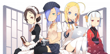 Картинка аниме животные +существа эльфы девочки