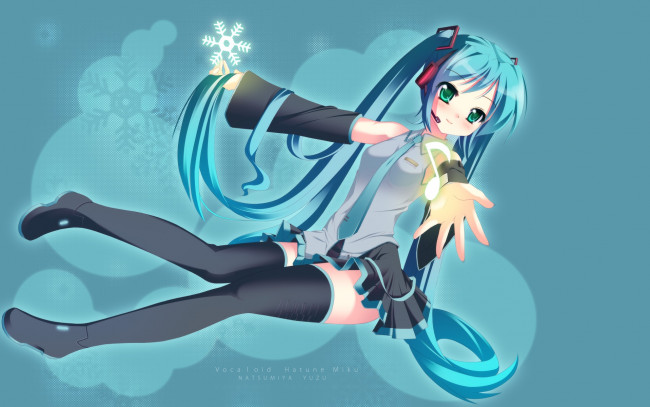 Обои картинки фото аниме, vocaloid, взгляд, девушка, фон