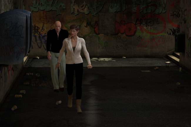 Обои картинки фото 3д графика, люди , people, взгляд, девушка, мужчина, фон