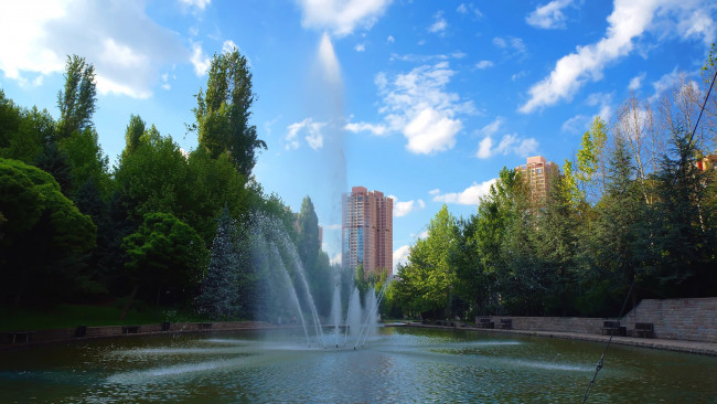 Обои картинки фото города, - фонтаны, фонтан, небоскребы